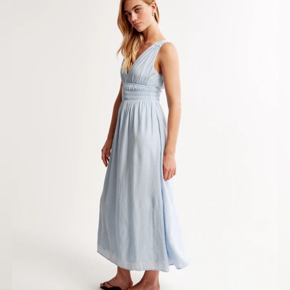 Crinkle Textured Smocked Waist Maxi Dress